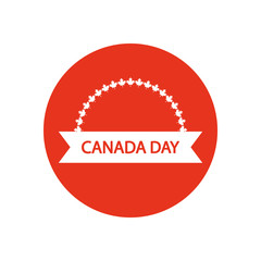 Canada day design with decorative ribbon and maple leaves ornament, block silhouette style