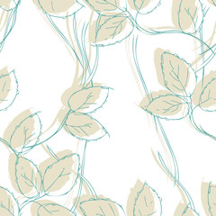 Leaves Seamless Pattern. Hand Drawn Floral Background.
