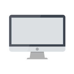 Fototapeta premium Personal computer in trendy realistic style. Realistic monitor computer monoblock isolated on white background. Mock up empty screen template. Vector EPS 10