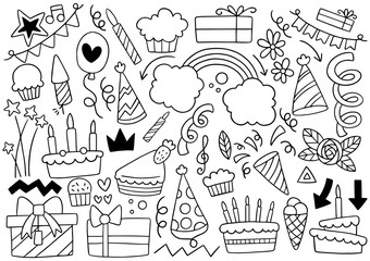 0044 hand drawn party doodle happy birthday