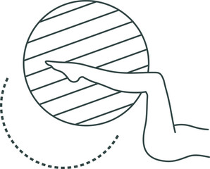 ball exercises, fitness, abdominal muscles line icon