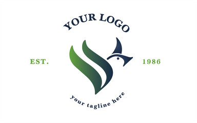 Bird logo vector illustration. Emblem design on white background. Flying bird logotype. Monogram VK wings and head shape. 