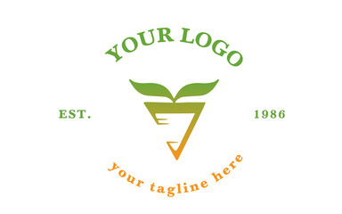 Logo vector illustration. Green emblem design on white background. Geometrical carrot business logotype. 