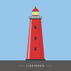 red and white lighthouse isolated vector illustration EPS10