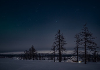 winter ski trip in the mountains of the circumpolar Urals. Ural winter mountains