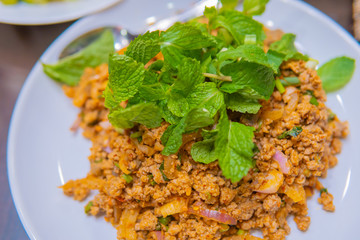 Thai food on the table in the restaurant