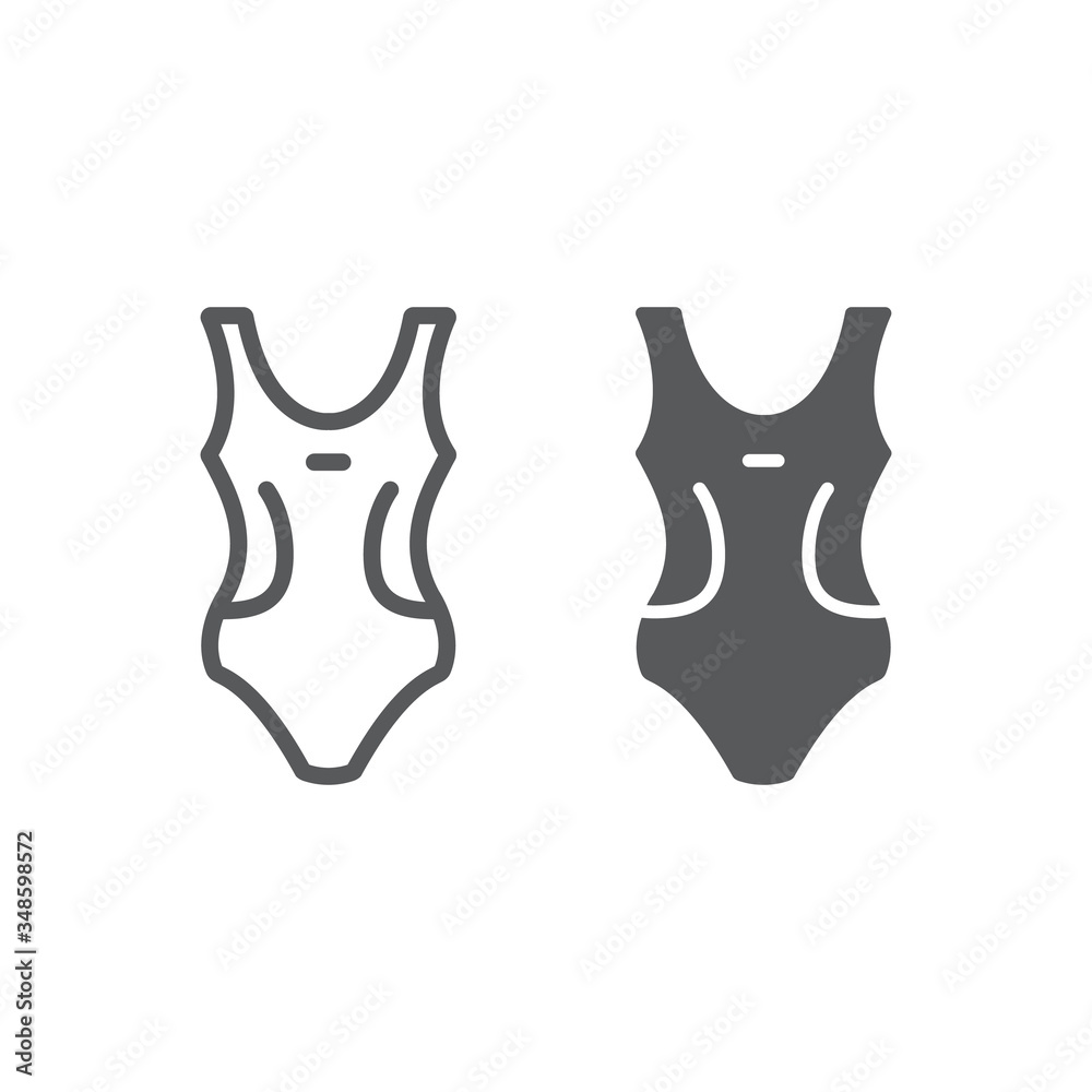 Wall mural Swimming suit line and glyph icon, summer and beach, swimwear sign vector graphics, a linear icon on a white background, eps 10.