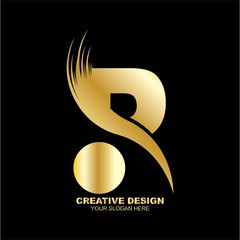 luxury letter R logo template in gold color. Royal premium logo template vector


