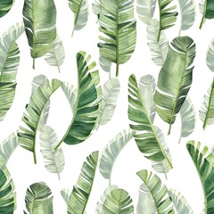 Pattern with beautiful watercolor tropical leaves. Tropics. Realistic tropical leaves. - 348598749