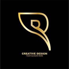 luxury letter R logo template in gold color. Royal premium logo template vector

