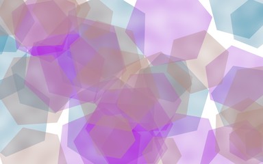 Multicolored translucent hexagons on white background. Red tones. 3D illustration