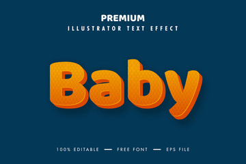 Baby 3d Text Effect and Editable Text Style. 