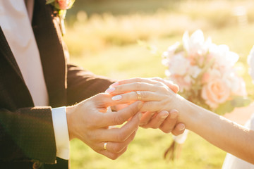 Exchange of wedding rings.