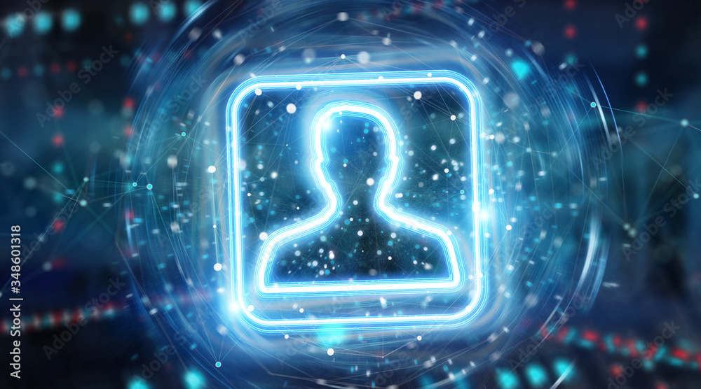 Aufkleber Digital blue holographic user interface 3D rendering