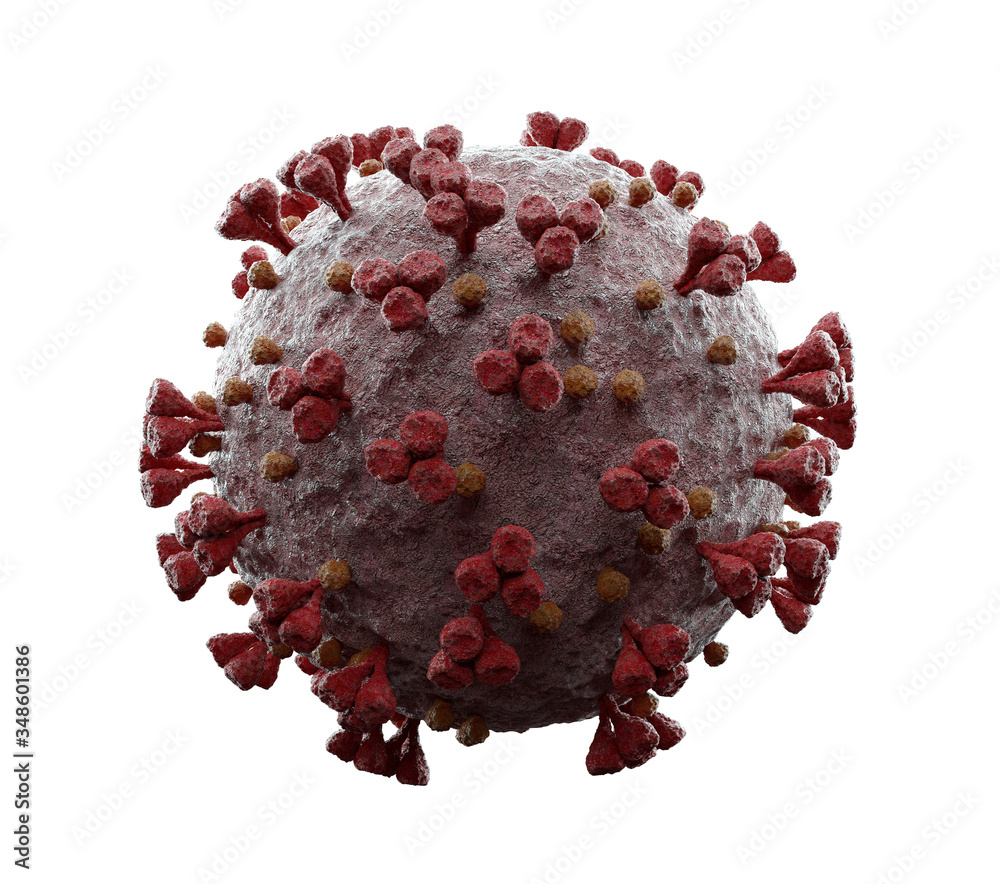 Aufkleber 3d rendering of the coronavirus on a microscopic level isolated on white background. microscope clos