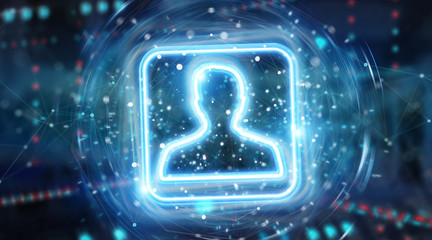 Digital blue holographic user interface 3D rendering