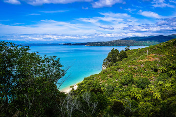 Coquille Bay view from the Coast Track, Abel Tasman Coast Track, Abel Tasman N.P, Tasman, South Island, New Zealand