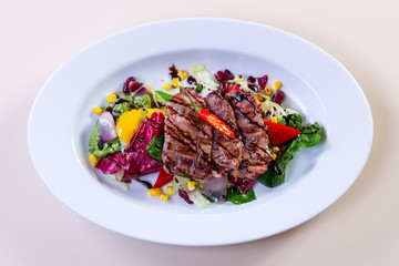 Grilled pork with vegetables