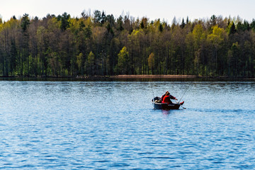 Fishing from a boat on Forest Lake.