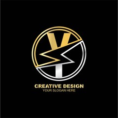 letter Y with flash logo design template
