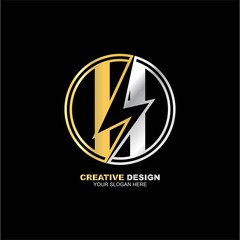 letter H with flash logo design template
