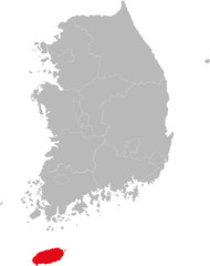 Jeju province highlighted on South korea map. Business concepts and backgrounds.