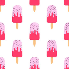 seamless pattern of cute cartoon ice cream