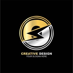 letter O with flash logo design template