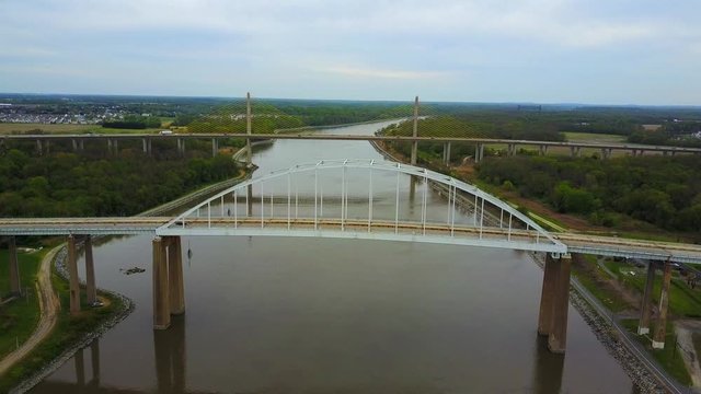 Pull Away Shot of St. Georges Bridge and the William V Roth Bridge