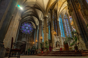 Fototapeta premium Cathedral of Fortified medieval city of Carcassonne in France.