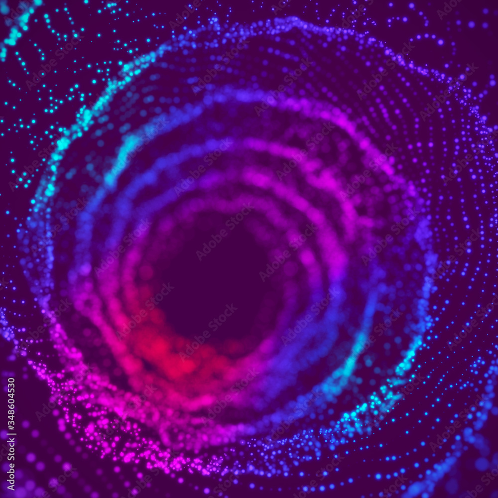 Poster 3d rendering abstract fractal light background. space-time portal. intricate data threads plot. futu