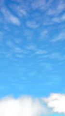 Blue sky background with white clouds. Cumulus white clouds in the clear blue sky in the morning. 3D illustration