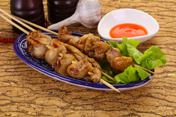 Chicken skin skewer