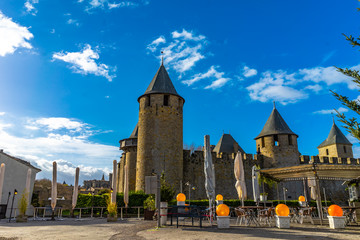 Fortified medieval city of Carcassonne in France.
