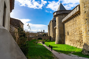 Obraz premium Fortified medieval city of Carcassonne in France.
