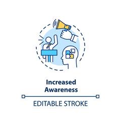 Increased awareness concept icon. Social empowerment. Political campaign. Human right support movement idea thin line illustration. Vector isolated outline RGB color drawing. Editable stroke
