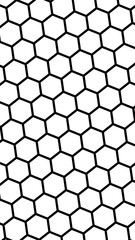 Black honeycomb on a white background. Perspective view on polygon look like honeycomb. Isometric geometry. Vertical image orientation. 3D illustration