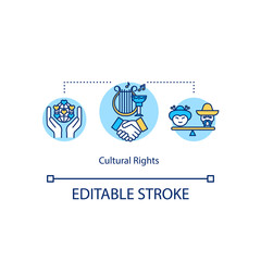 Cultural rights concept icon. Multi national community. Respect multiethnic group union. Multiculturalism idea thin line illustration. Vector isolated outline RGB color drawing. Editable stroke