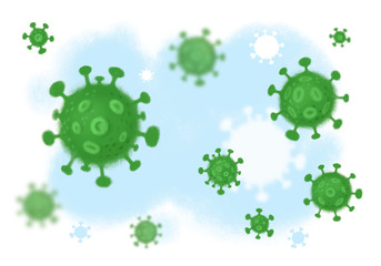 Hand-drawn coronavirus background. COVID-19
