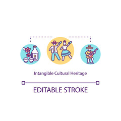 Intangible cultural heritage concept icon. Custom conservation. Indigenous people. Multi national tradition idea thin line illustration. Vector isolated outline RGB color drawing. Editable stroke