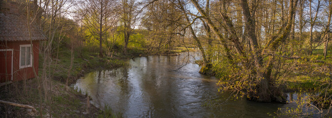 Slow water stream at a spring morning in the district of Trosa south of Stockholm