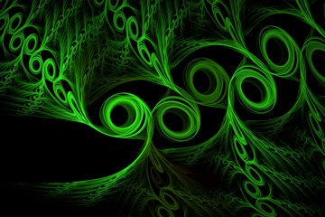 Green spirals to infinity. Good for print or as a pattern for the design of posters, cards, invitations or websites