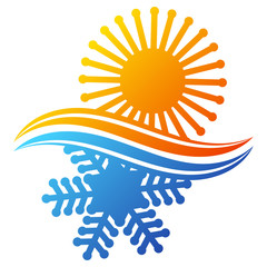 Air conditioning symbol sun and snowflake design