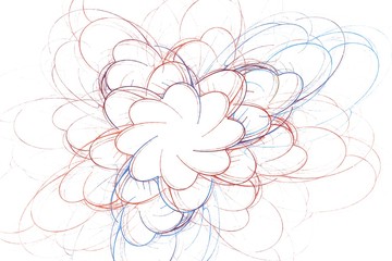 Floral background from red-blue lines.