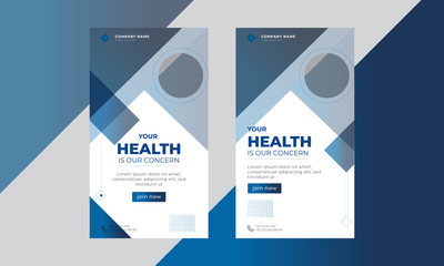 Abstract modern shape beautiful blue healthcare medical instagram post template design