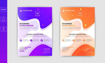 Colorful Creative Company Business Flyer Design Template. Creative cover oval elements sky colors, with nice Unique Design Shape, vector.