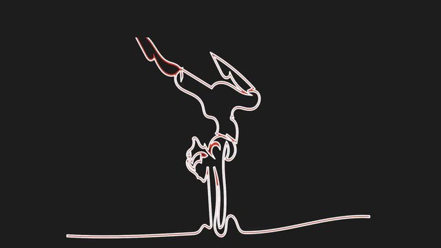Self drawing simple animation of single continuous one line drawing exercise, morning, lifestyle, healthy, health, female, day, outdoor, sport, fitness . Drawing by hand, colored lines