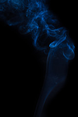 The movement of the smoke on a black background .