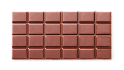 Chocolate bar on a white background isolated. The view from top