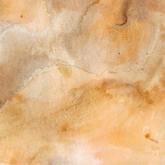 Watercolor illustration. Texture. Watercolor transparent stain. Blur, spray. Ocher and gray.